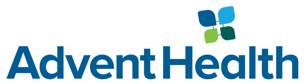 AdventHealth logo with four multicolored petals above the text.